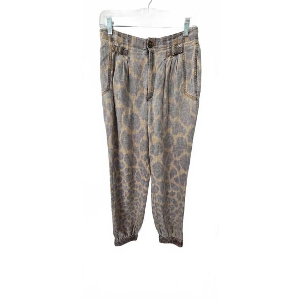 Anthropologie Womens Beige and Gray Animal Print Casual Pants
